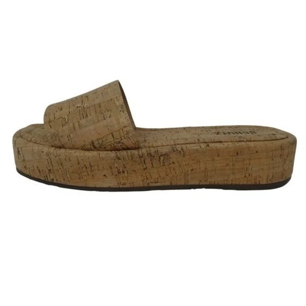 Schutz Yara Flatform Slide‎ Sandals Women Size 10 Brown Cork Platform